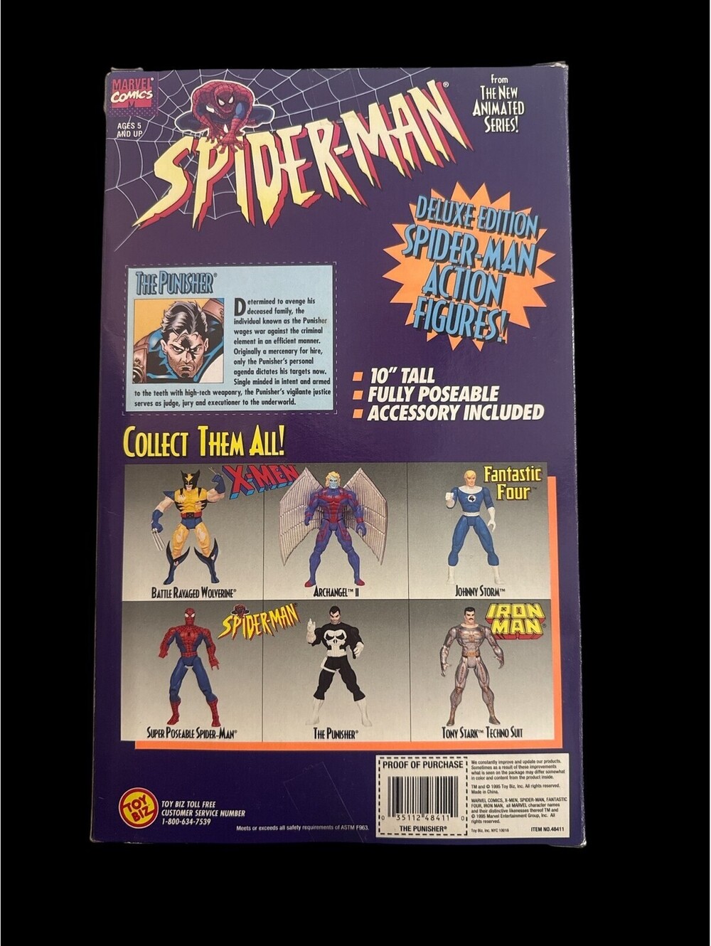 Toy Biz Spider-Man The Punisher Action Figure 10in Deluxe Edition Boxed Animated - Picture 3 of 6